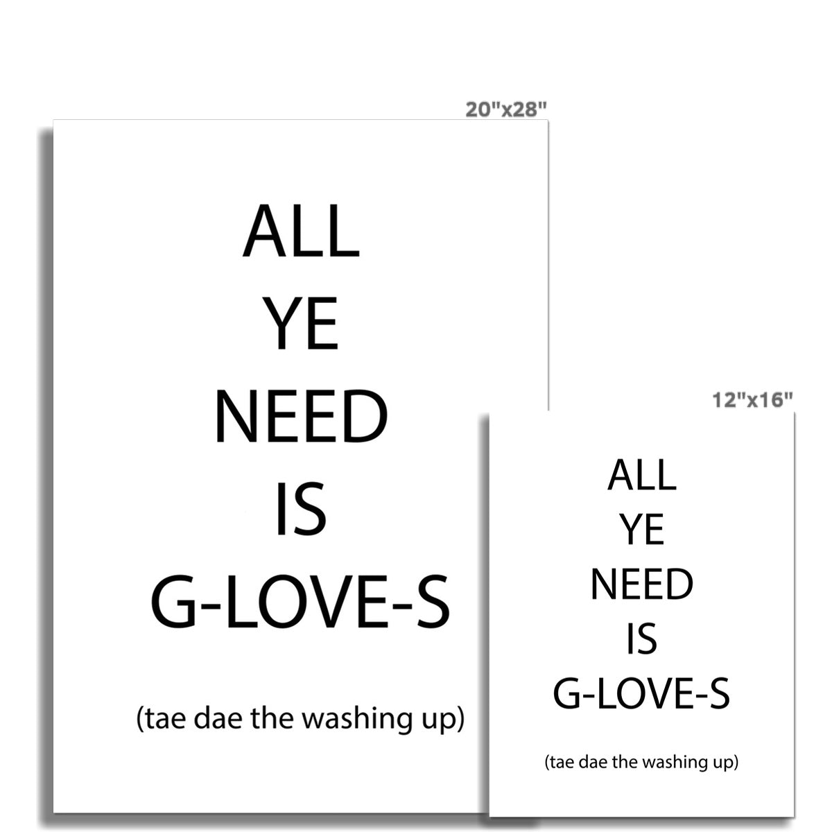 All Ye Need Is G-LOVE-S Tae Dae The Washing Up | Giclee Print