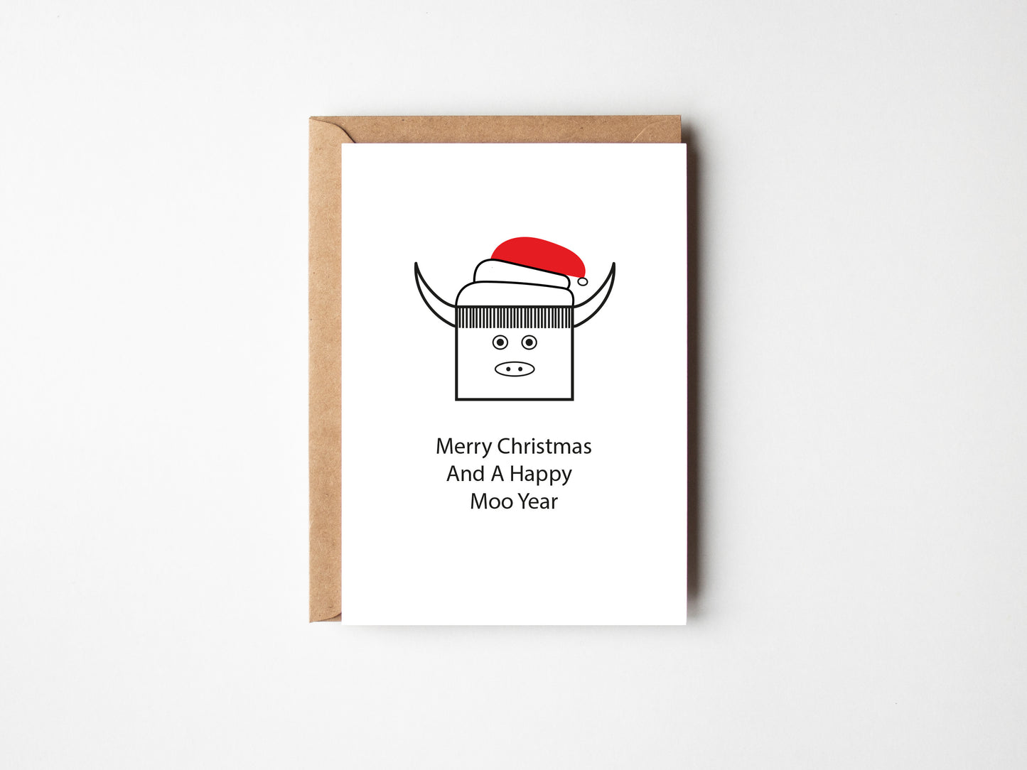 Merry Christmas And A Happy Moo Year | Greeting Card