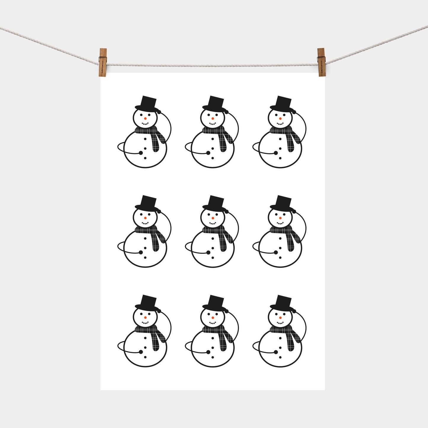 Snowman With A Tartan Scarf | Tea Towel